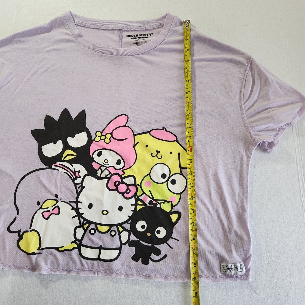 Hello Kitty & Friends Womens Lilac Cropped Graphic  Tee Size Large - Picture 5 of 8